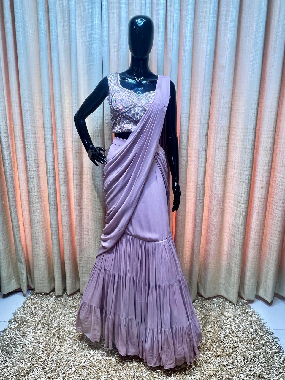 Lavender Drape Saree - Drape Sarees